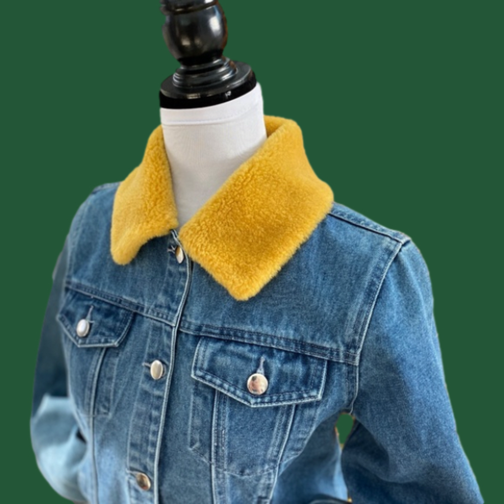 Samantha Sipos BABE Faux Fur Collar Denim Jacket EUC - Picture 4 of 14